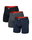 SAXX Boxershorts Multisport Mesh Boxer Brief Fly Logo grau/schwarz/dunkelblau Herren - 3 Stück